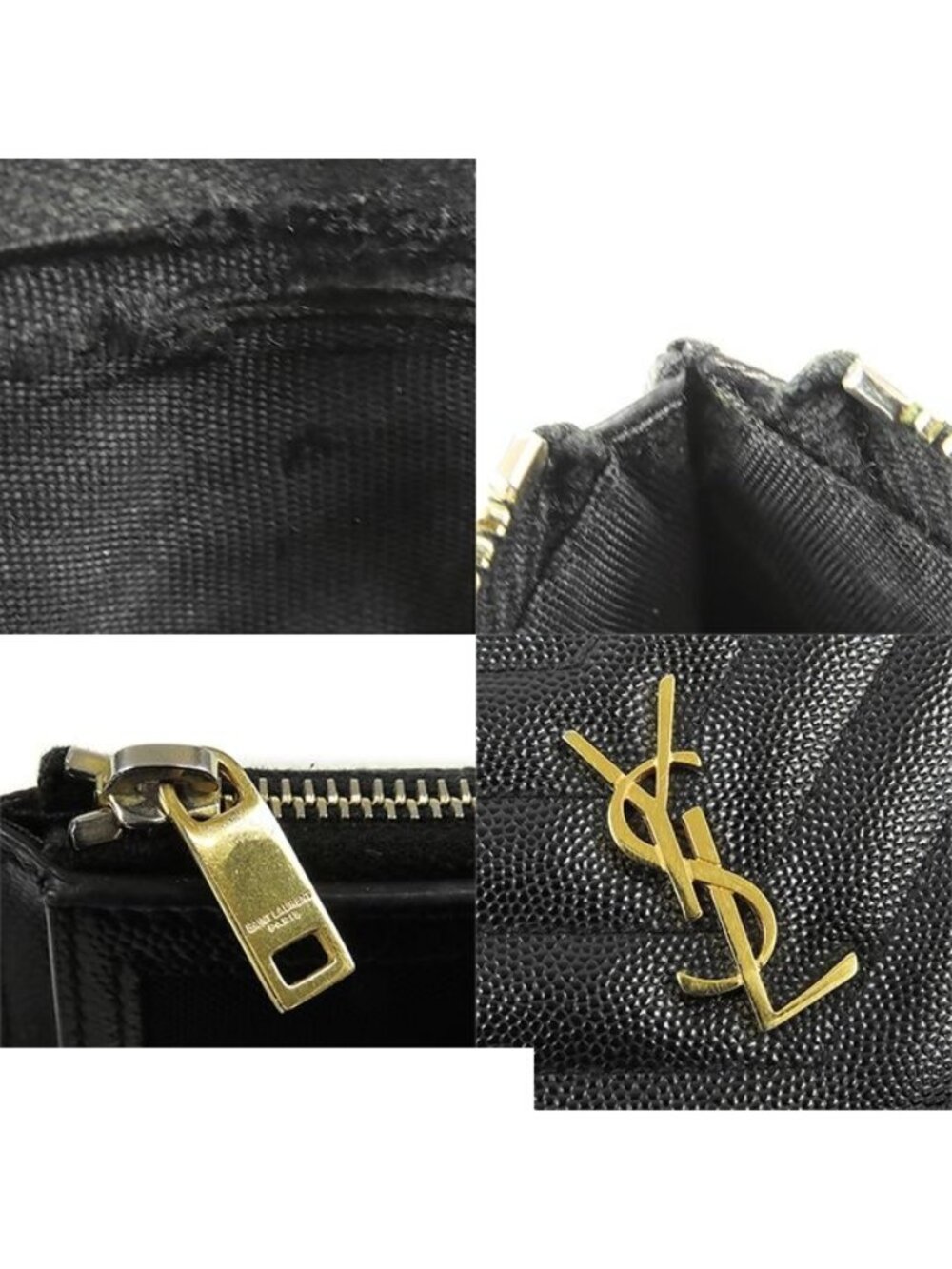 Saint Laurent Bifold Wallet Black Leather Cassandra Logo Compact - Picture 9 of 9